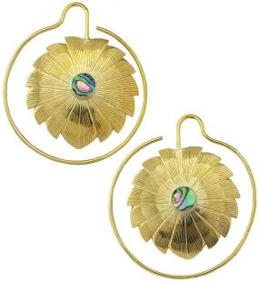 12G Abalone Blossom Brass Earrings