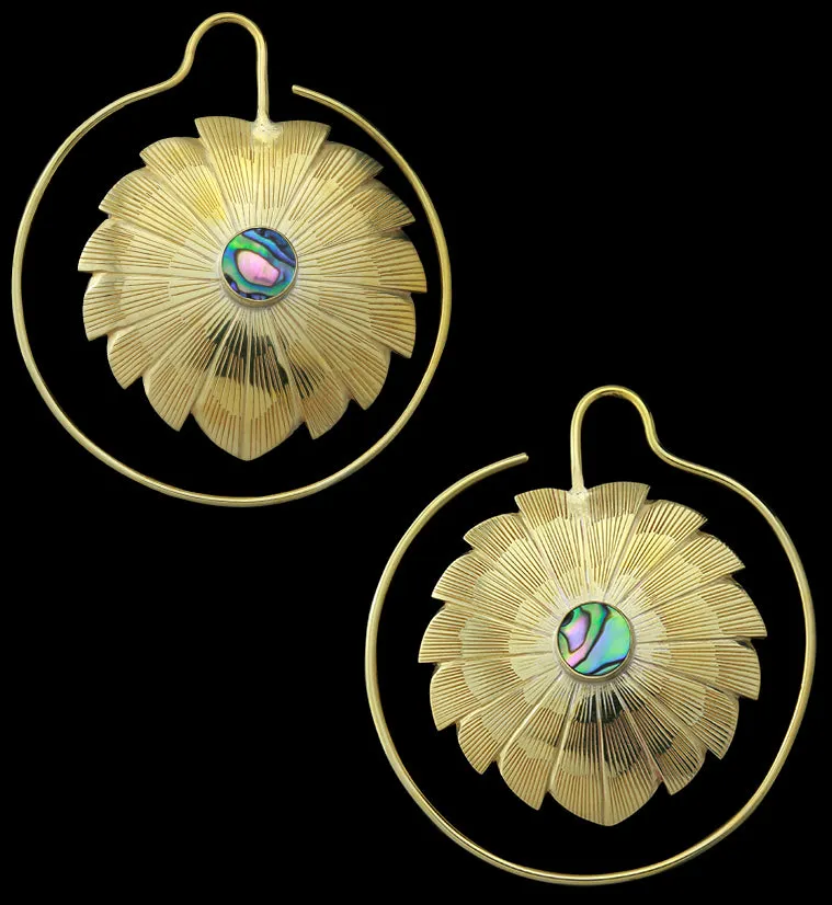 12G Abalone Blossom Brass Earrings