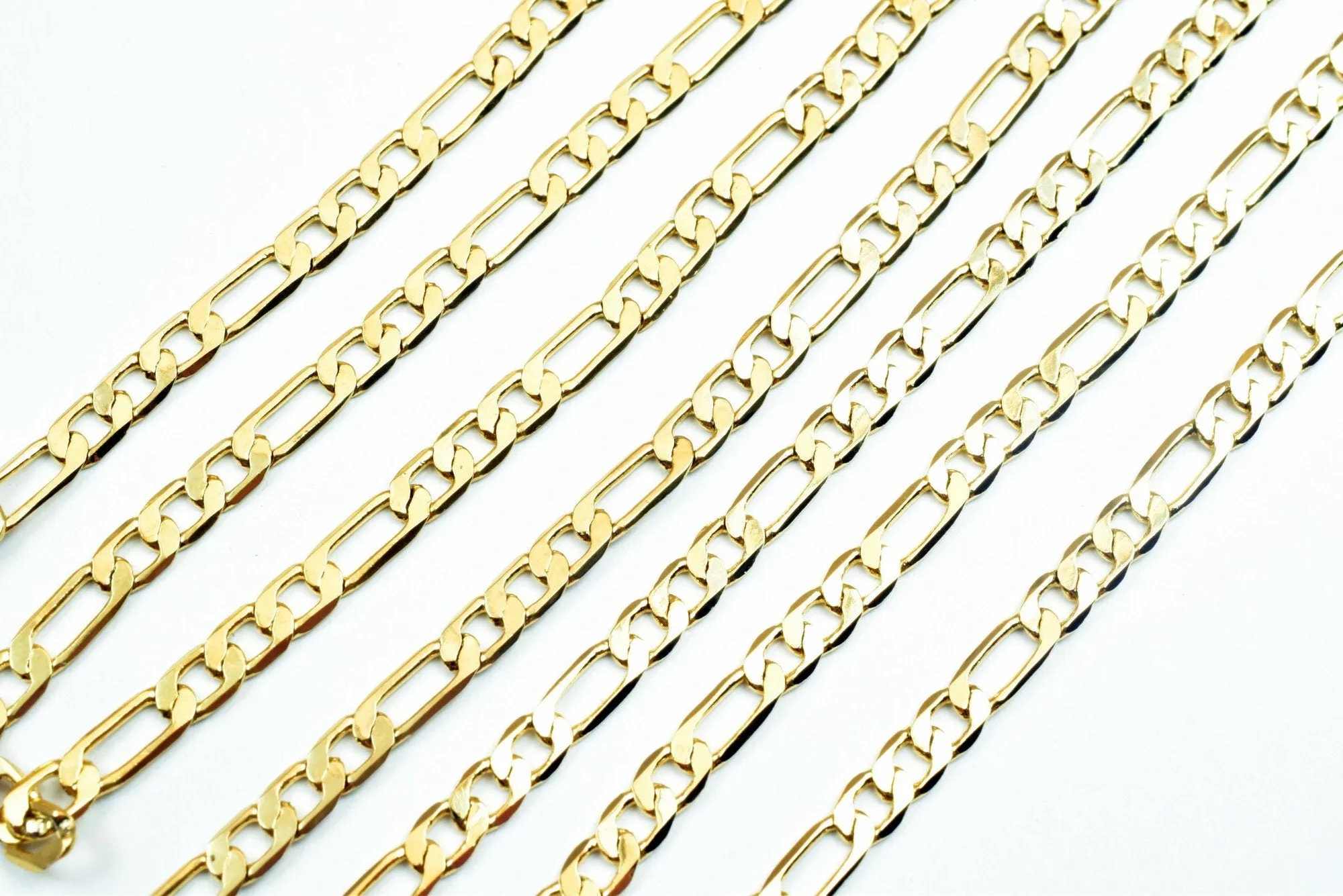 18K Gold Filled Look, EP Figaro Chain Width 2mm, Thickness 0.5mm, 17 1/4" Inches Bohemian Findings Jewelry For Jewelry Making  CG92