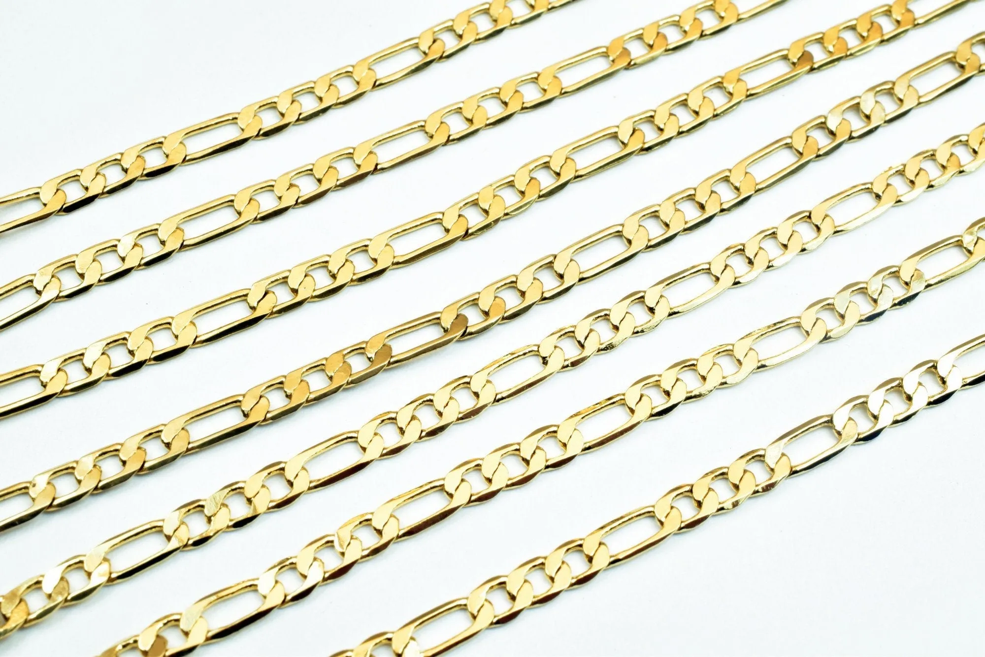 18K Gold Filled Look, EP Figaro Chain Width 2mm, Thickness 0.5mm, 17 1/4" Inches Bohemian Findings Jewelry For Jewelry Making  CG92