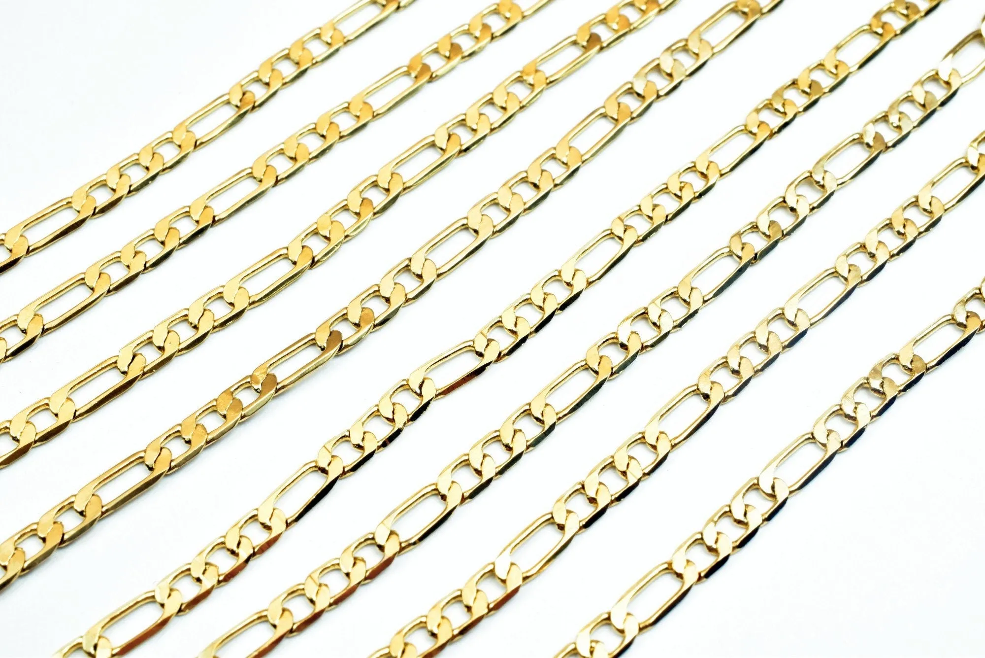 18K Gold Filled Look, EP Figaro Chain Width 2mm, Thickness 0.5mm, 17 1/4" Inches Bohemian Findings Jewelry For Jewelry Making  CG92