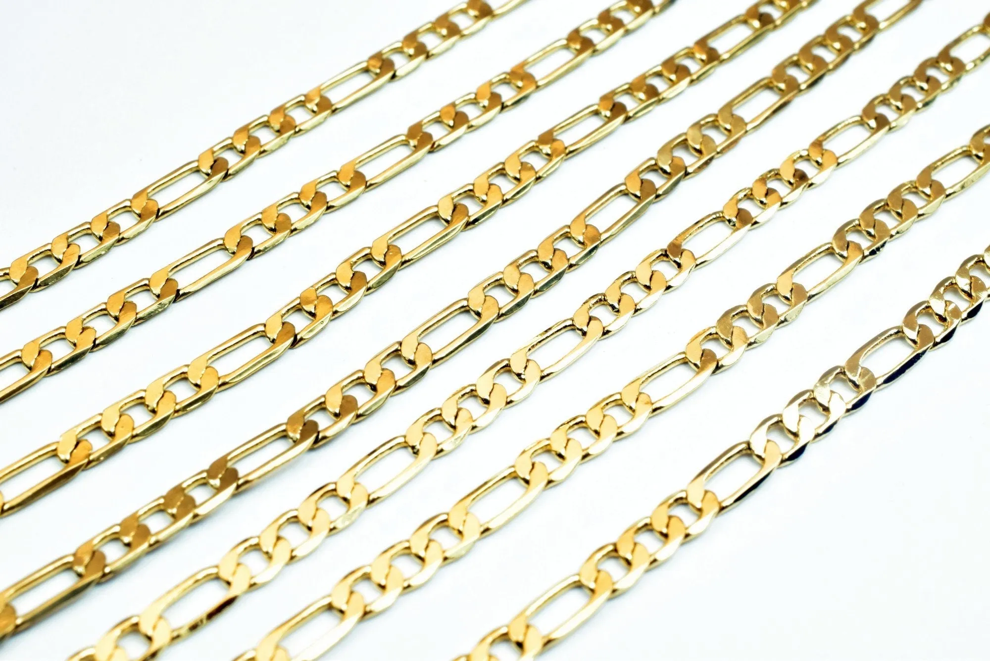 18K Gold Filled Look, EP Figaro Chain Width 2mm, Thickness 0.5mm, 17 1/4" Inches Bohemian Findings Jewelry For Jewelry Making  CG92