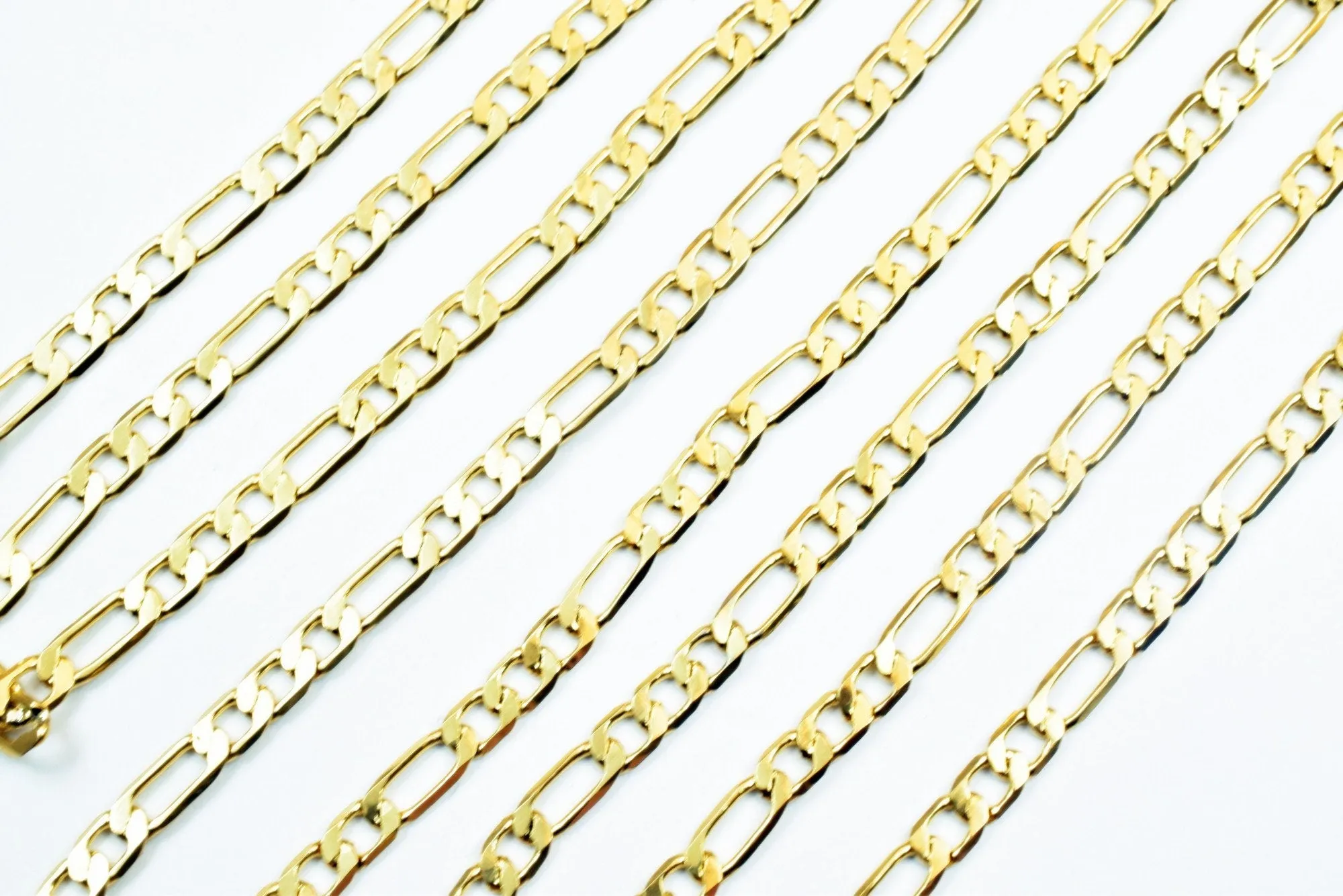 18K Gold Filled Look, EP Figaro Chain Width 2mm, Thickness 0.5mm, 17 1/4" Inches Bohemian Findings Jewelry For Jewelry Making  CG92