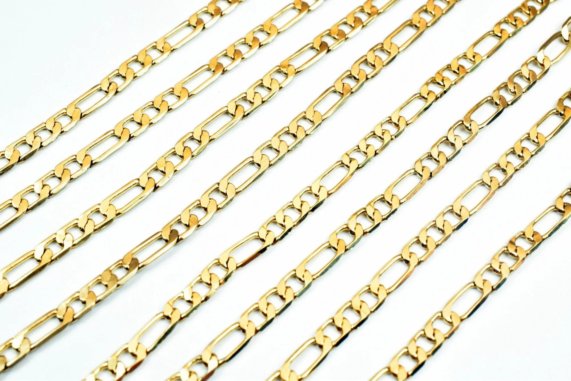 18K Gold Filled Look, EP Figaro Chain Width 2mm, Thickness 0.5mm, 17 1/4" Inches Bohemian Findings Jewelry For Jewelry Making  CG92