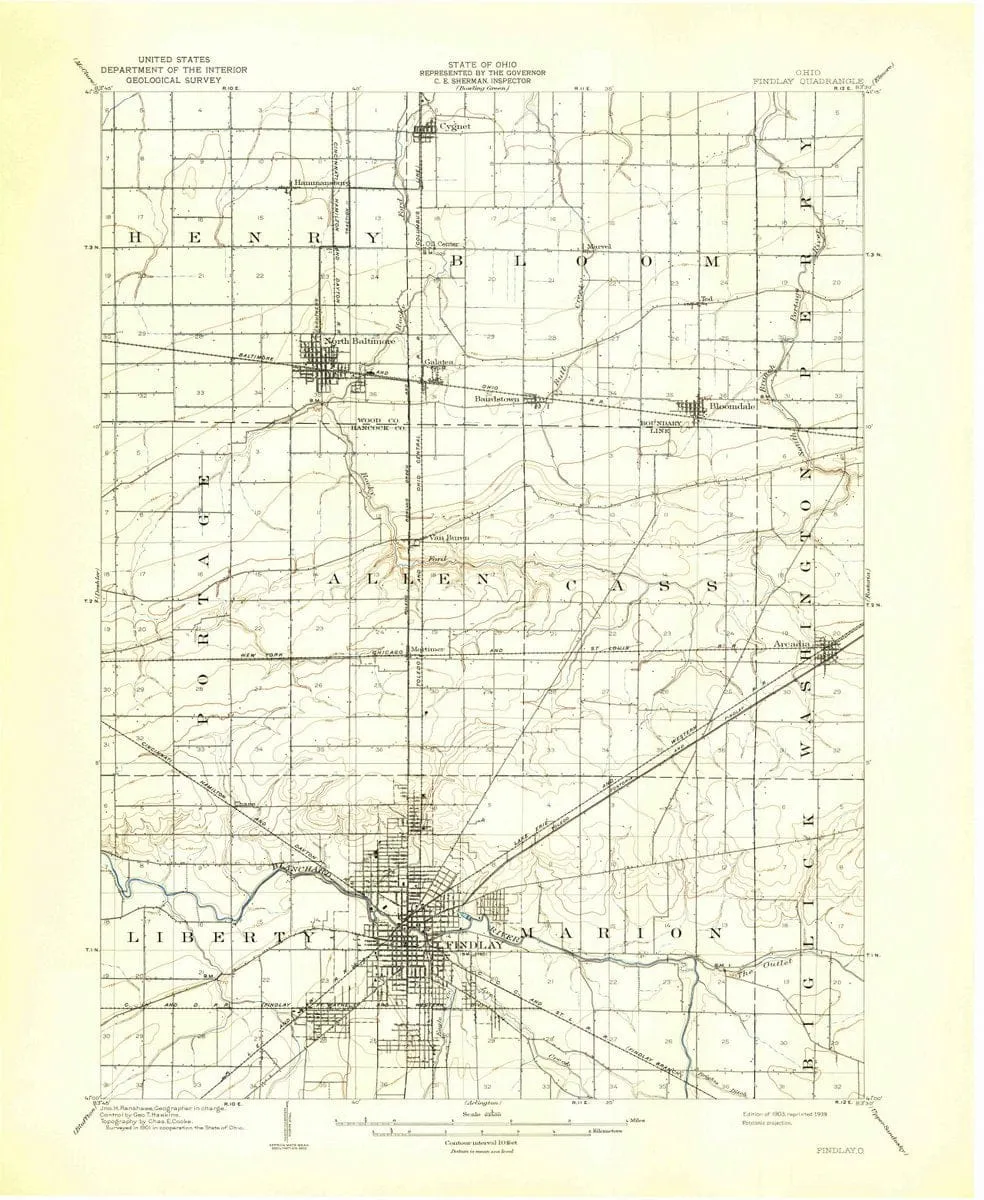 1903 Findlay, OH  - Ohio - USGS Topographic Map