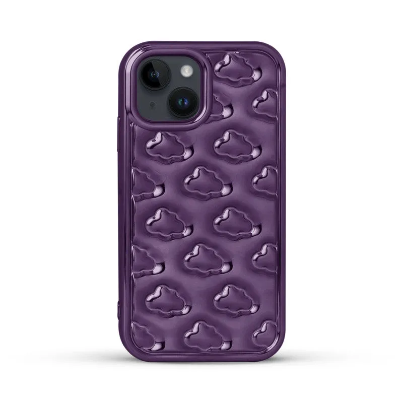 3D Cute Cloud Pattern Back Cover for Apple iPhone 15