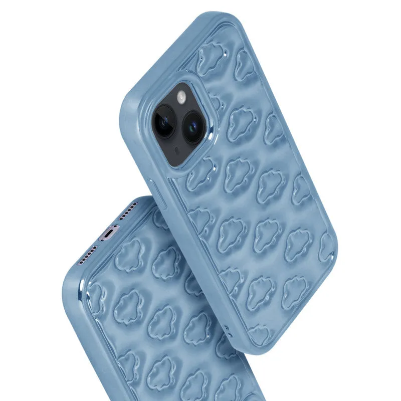 3D Cute Cloud Pattern Back Cover for Apple iPhone 15