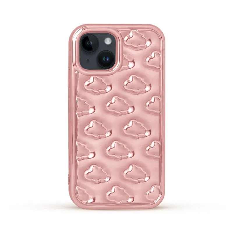 3D Cute Cloud Pattern Back Cover for Apple iPhone 15