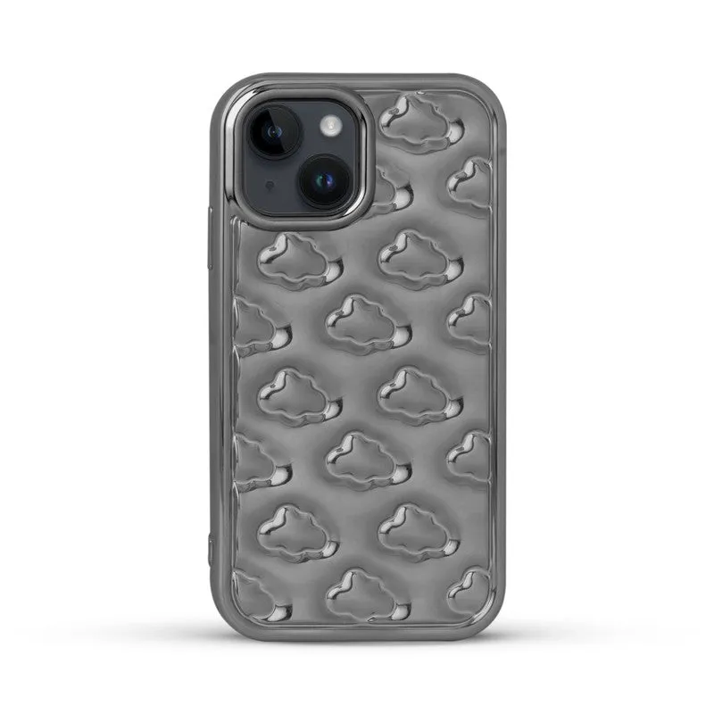 3D Cute Cloud Pattern Back Cover for Apple iPhone 15