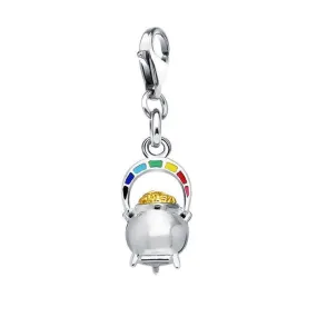 A rainbow pot of gold ~ Sterling Silver Goddess Danu Clip Charm with 14k Gold accent  MWC045