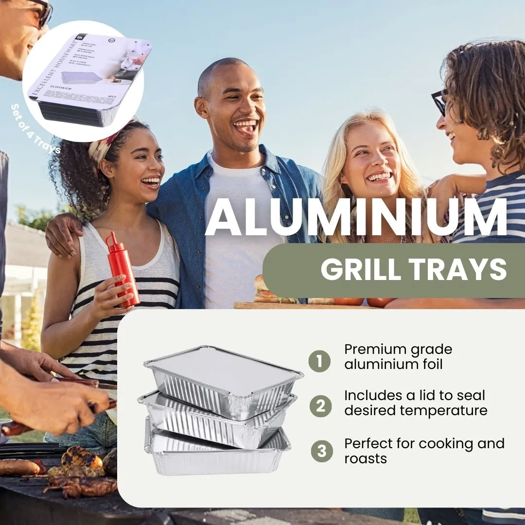 Aluminium Grill Trays with Lid - Set of 12 pieces