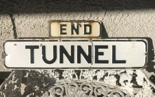 Antique Authentic End Tunnel San Francisco California Embossed Metal Road Sign