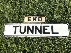 Antique Authentic End Tunnel San Francisco California Embossed Metal Road Sign