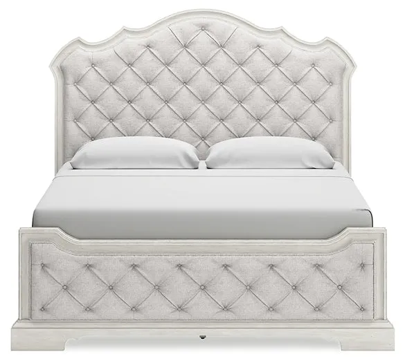 Arlendyne King Upholstered Bed with Mirrored Dresser and Nightstand