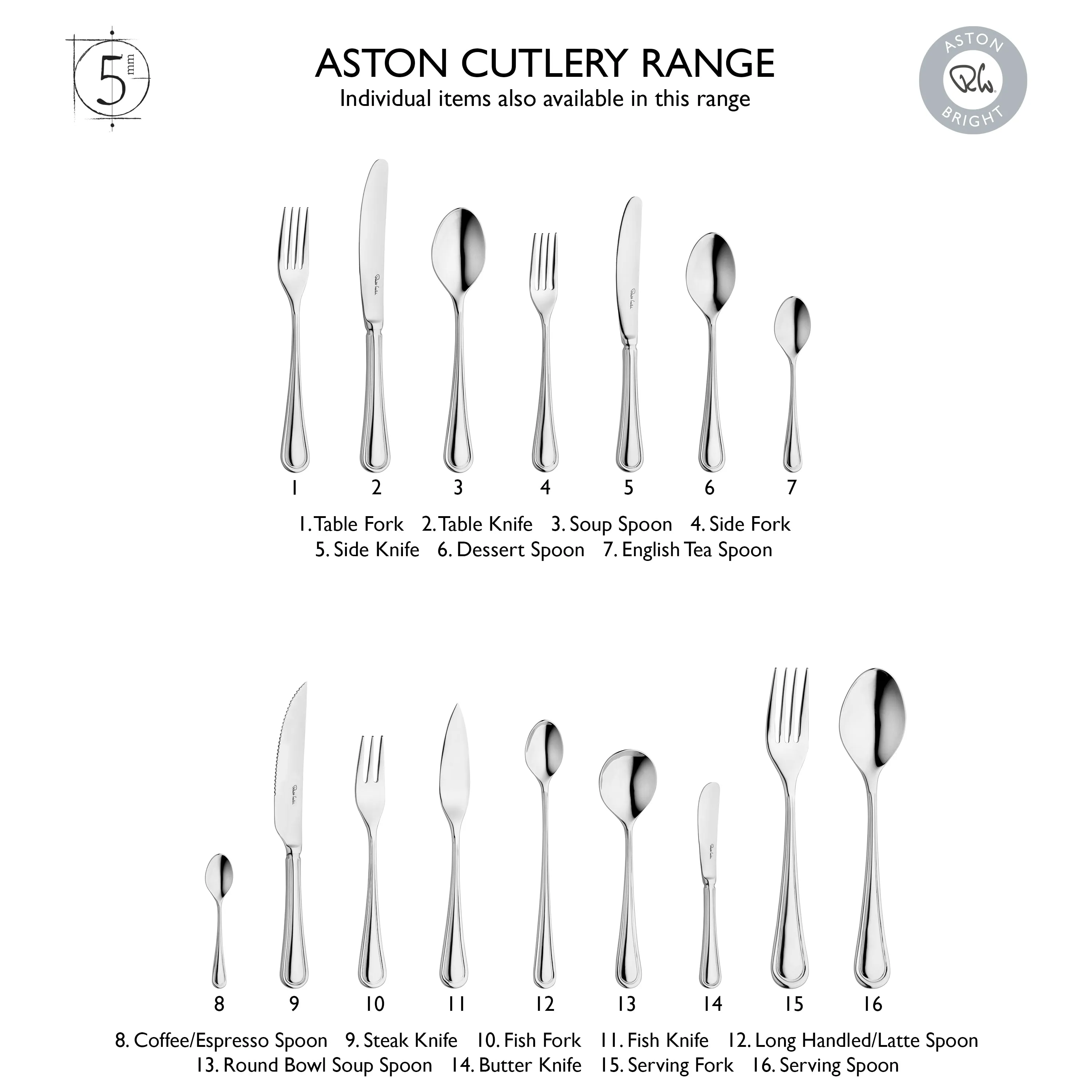 Aston Bright Coffee / Espresso Spoon, Set of 8