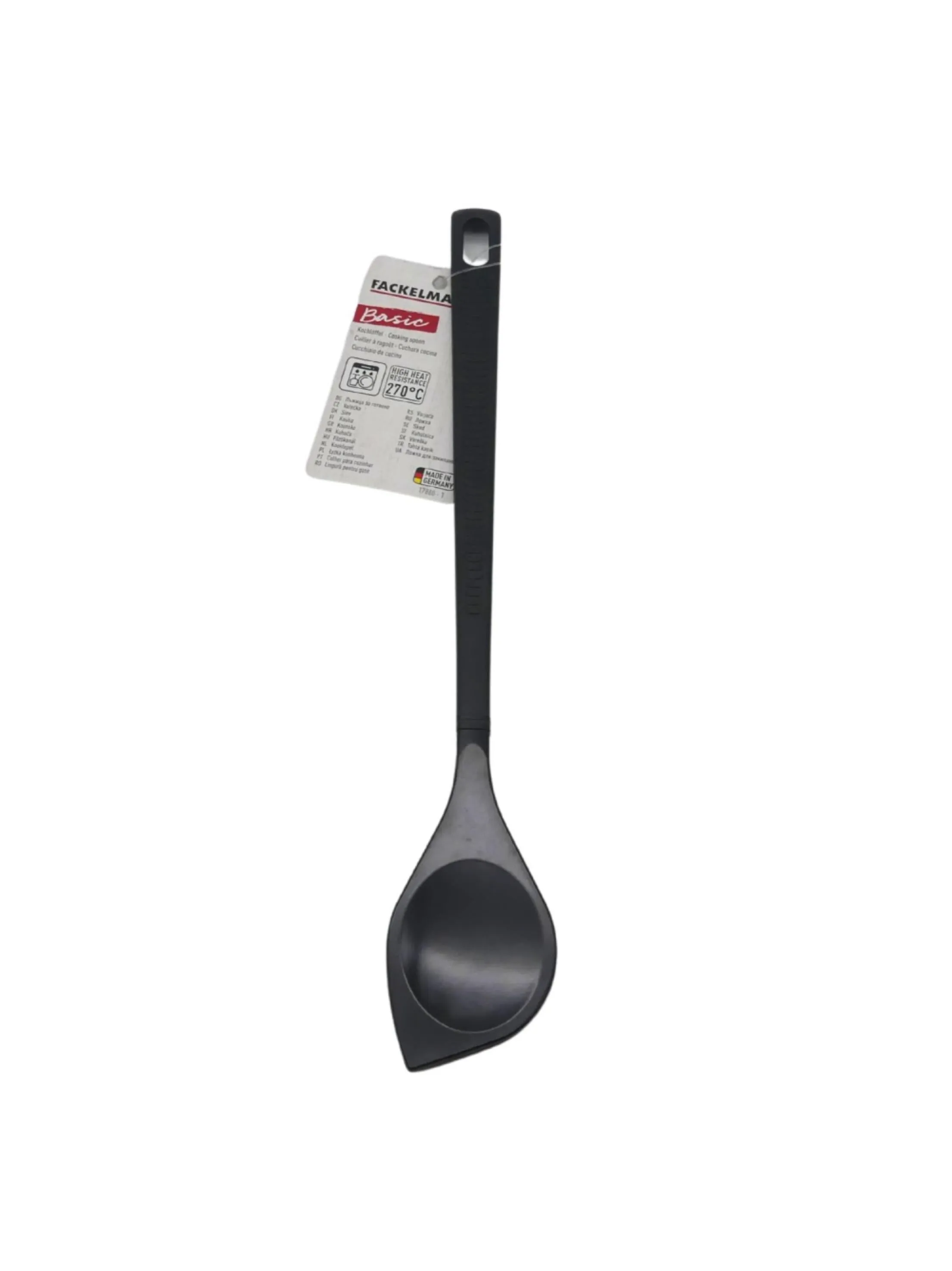 Basic Pointed Cooking Spoon For Nonstick With Pot Holder, Black