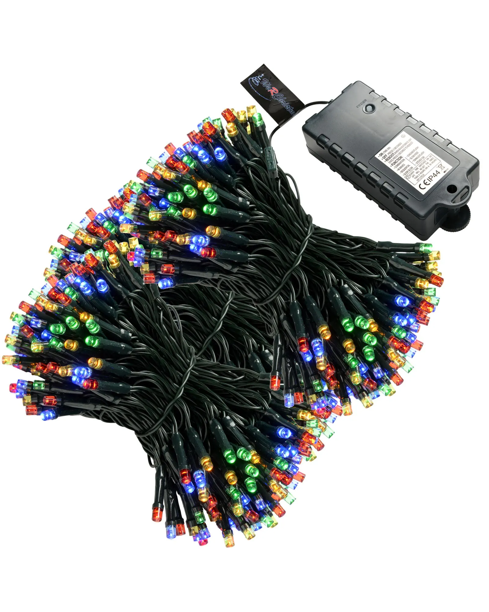 Battery Operated Multi-Function 500 LED Light String with Timer, Multi-Coloured