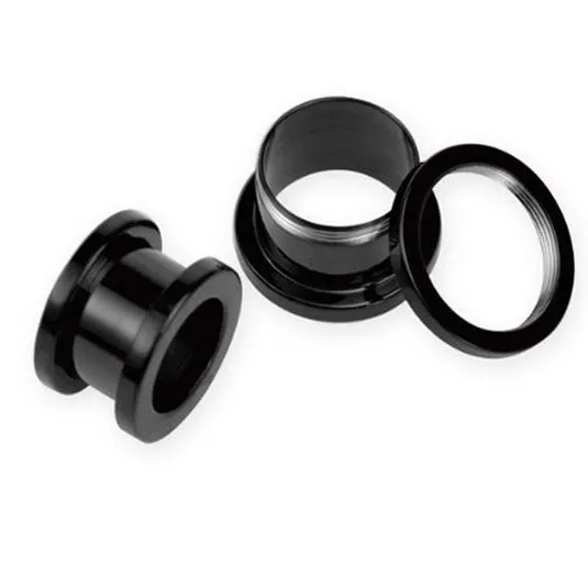 Black Steel Ion Plated Screw On Ear Flesh Tunnel