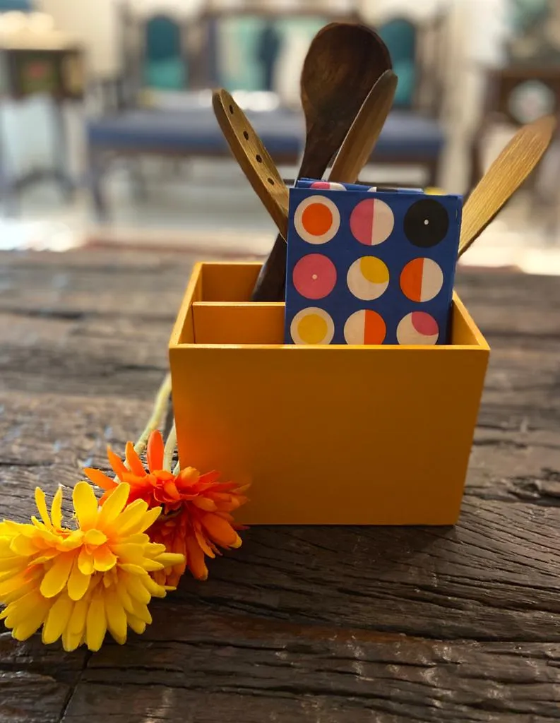 Canary Yellow Napkin and Cutlery box ( set of 2)