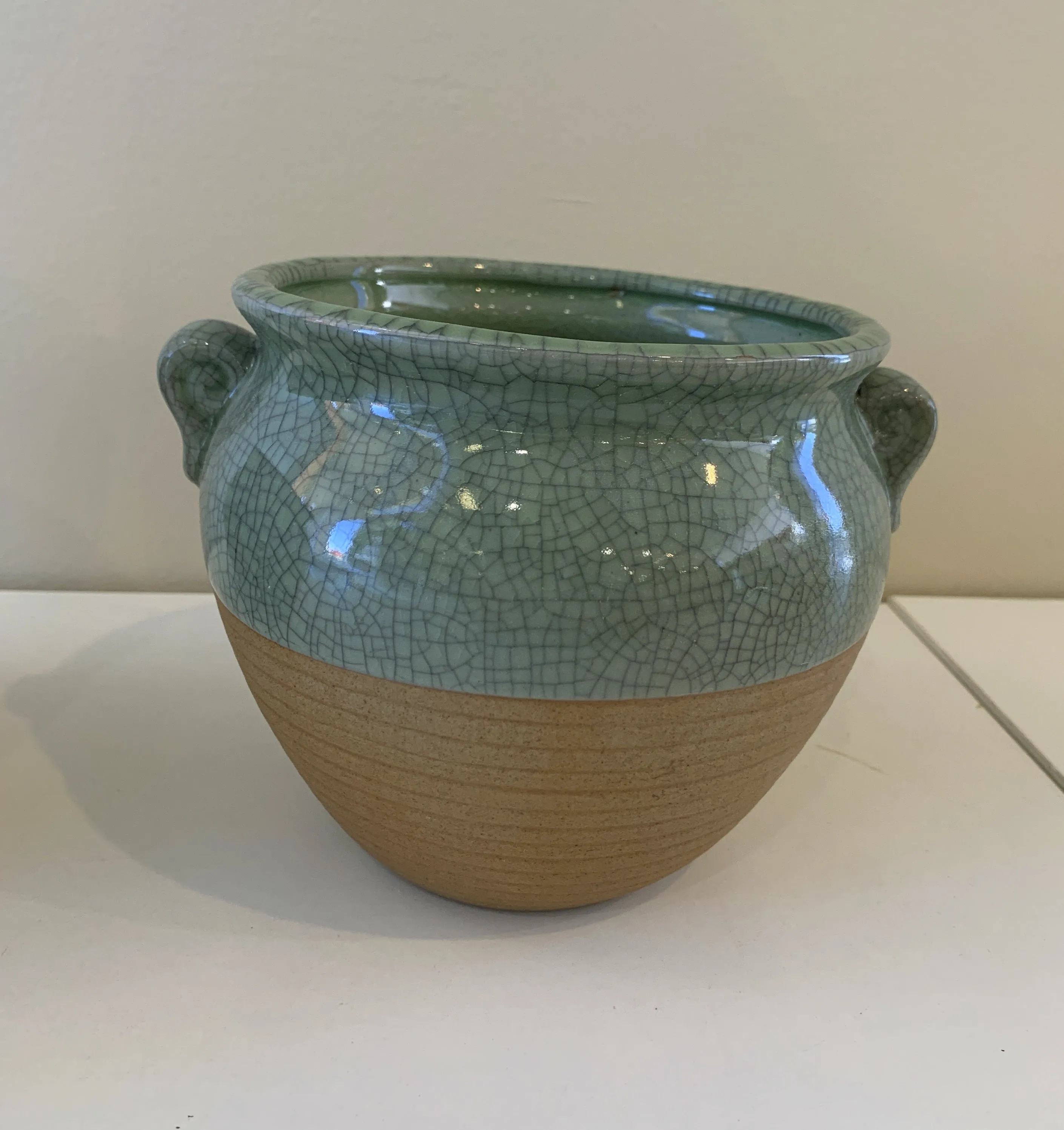 CER-T8003-101 Half Glazed Ceramic Pot/Urn- 3 Colours