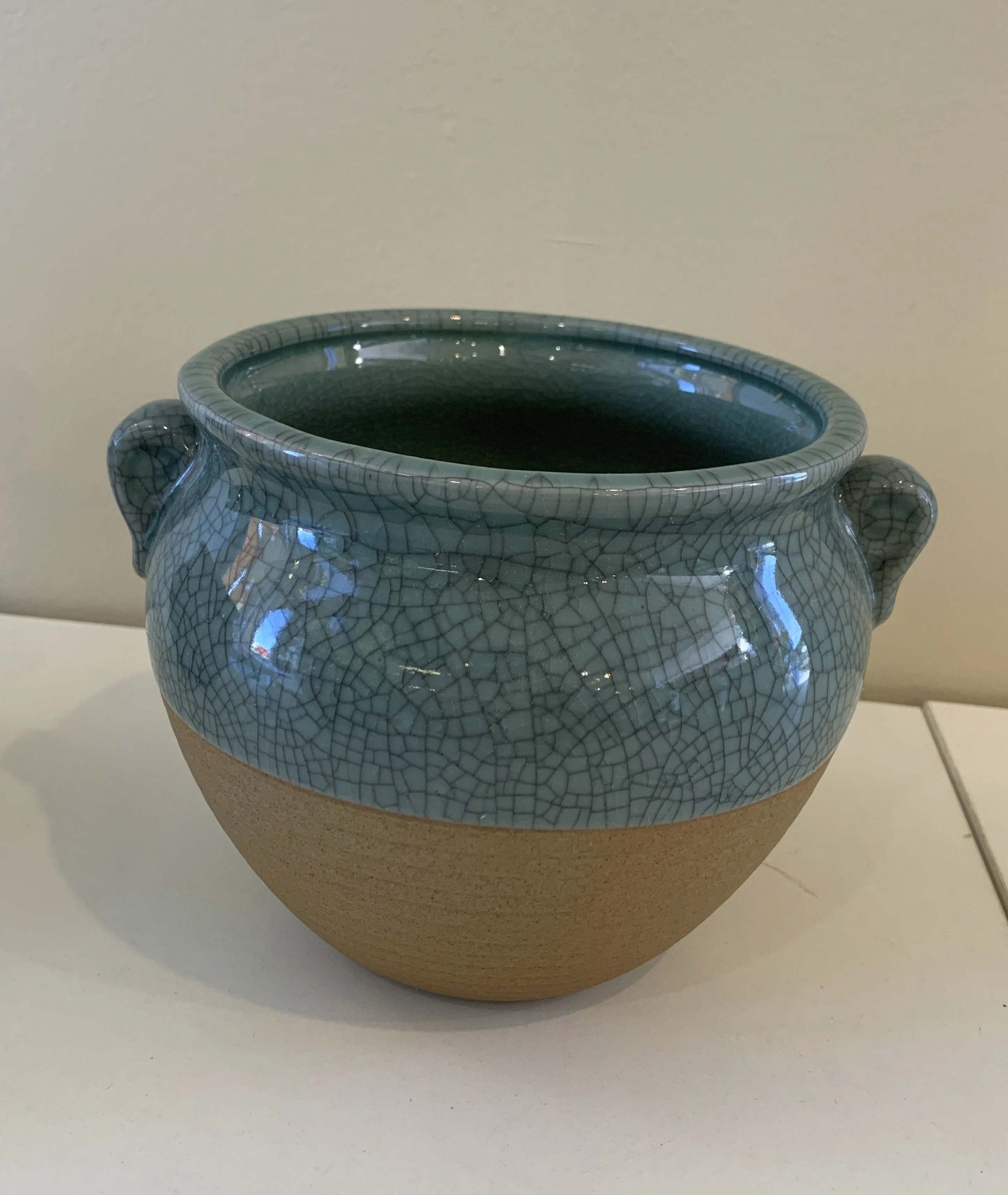 CER-T8003-101 Half Glazed Ceramic Pot/Urn- 3 Colours