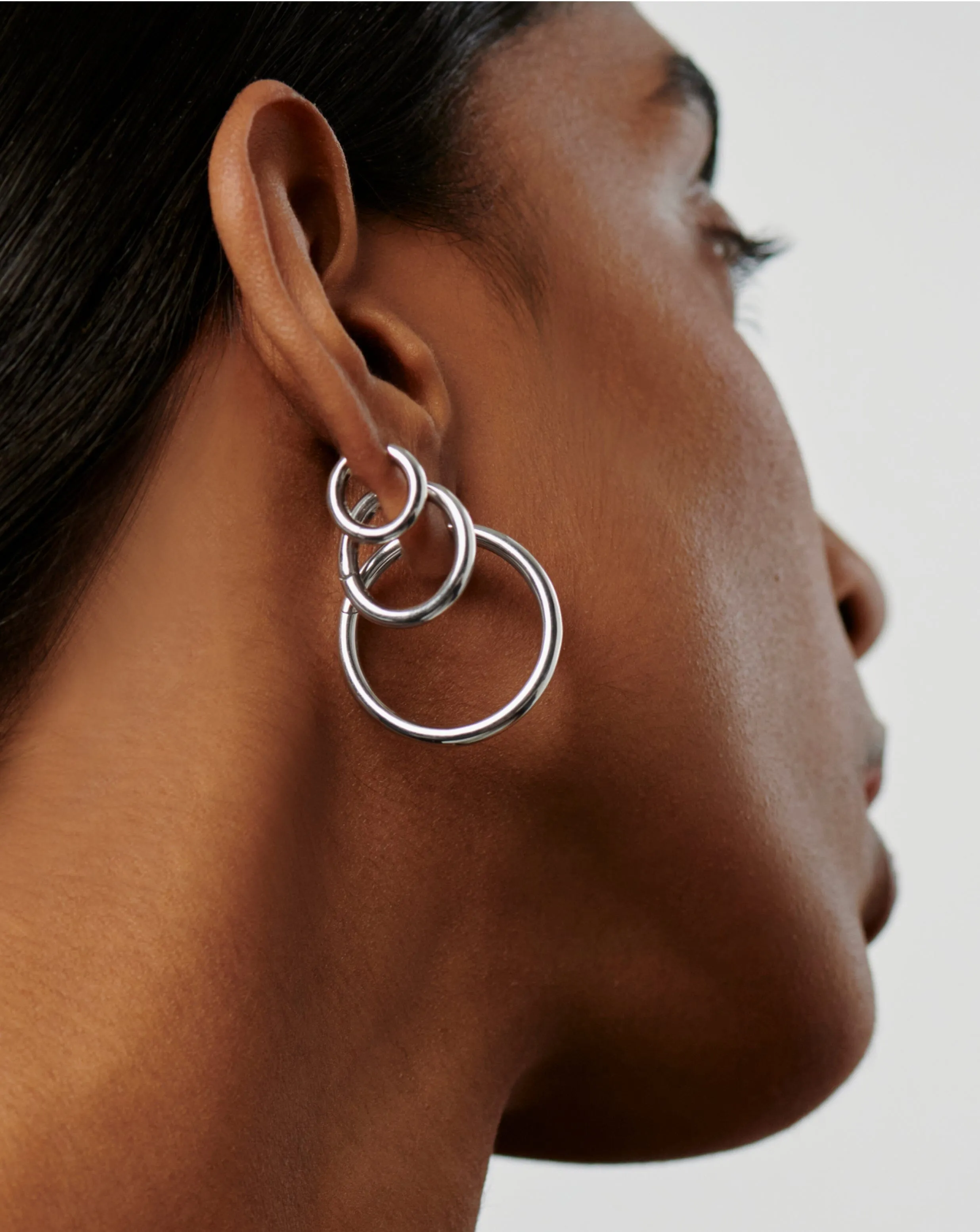 Classic Tunnel Medium Hoop Earrings | Silver Plated