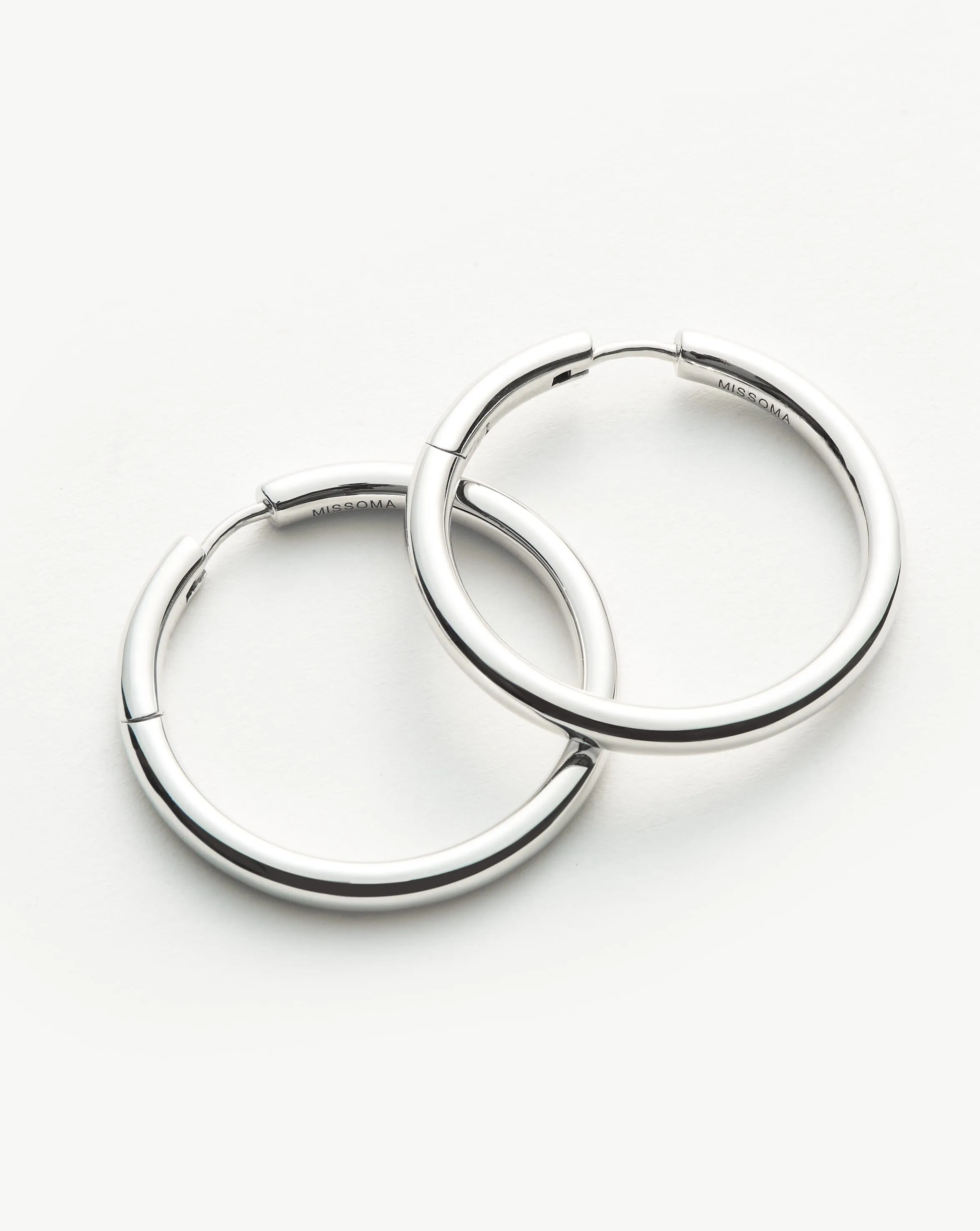 Classic Tunnel Medium Hoop Earrings | Silver Plated