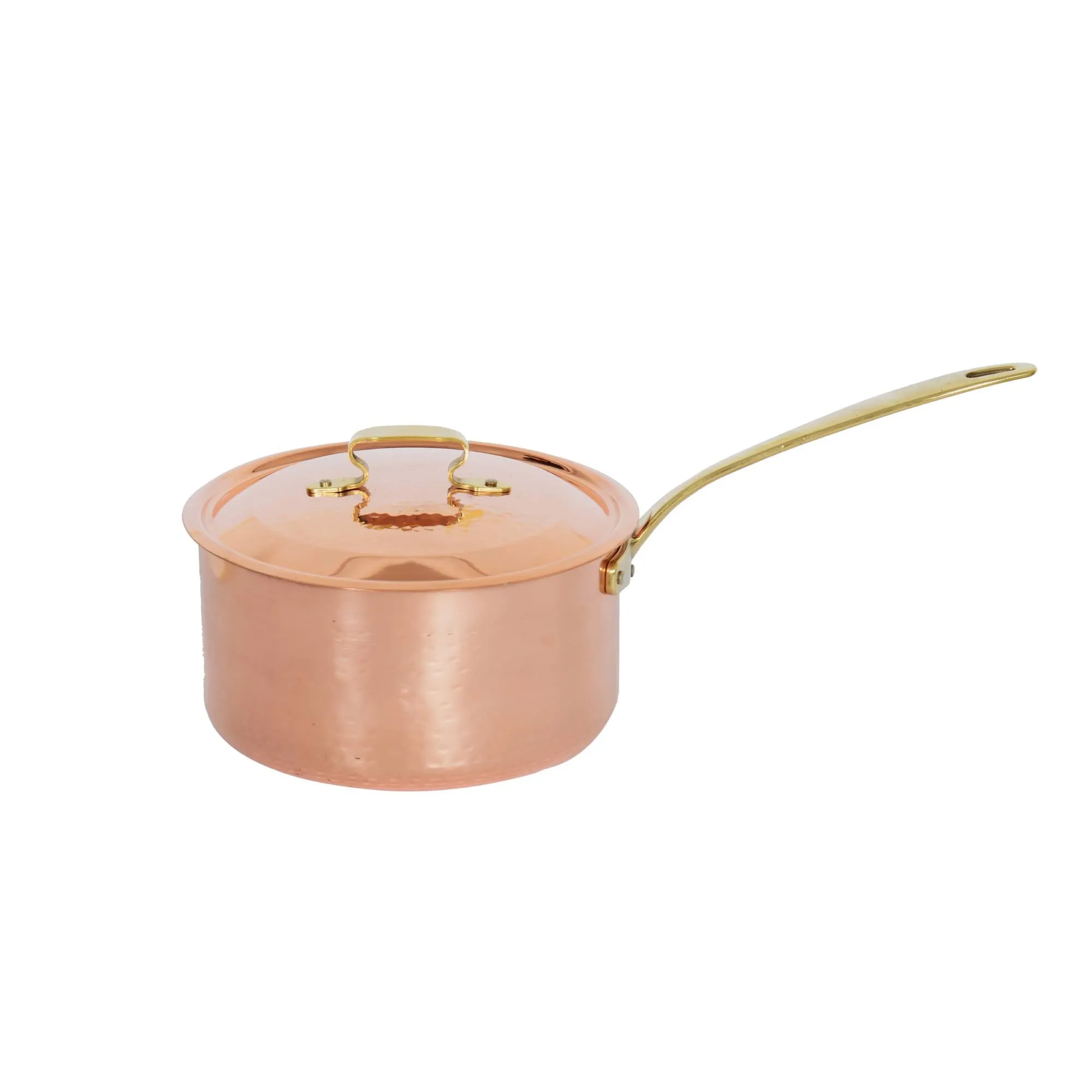 COPPER MEDIUM DEPTH SAUCEPOT ONE HANDLE WITH LID