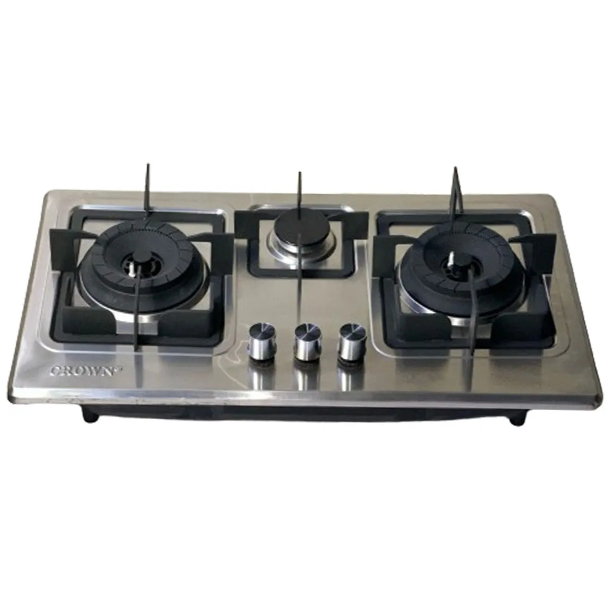 Crown CR 13 Silver Steel Top 3 Burner Built In Hob