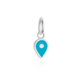 December Map Pin Charm Turquoise Enamel, Silver