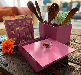 Deep Lavendar : Napkin, Tissue  and Cutlery box ( set of 3)