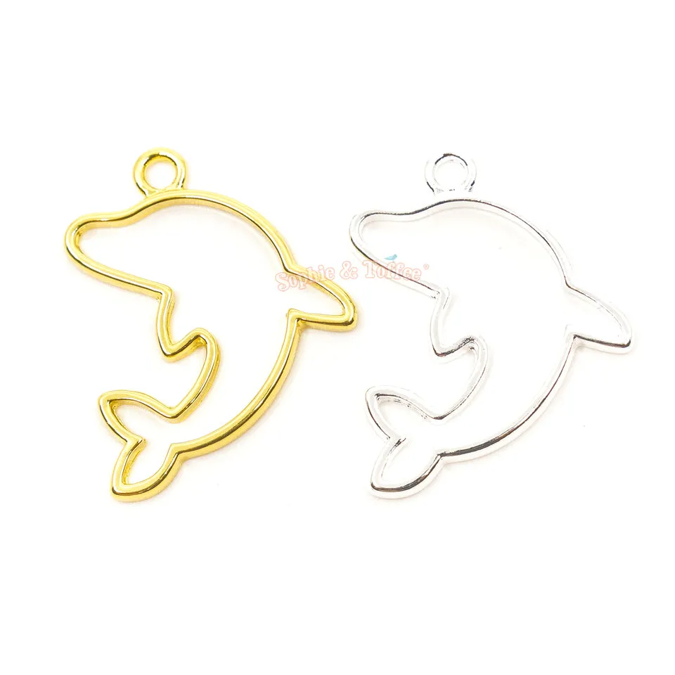 Dolphin Open Bezel Charms (4 pieces)