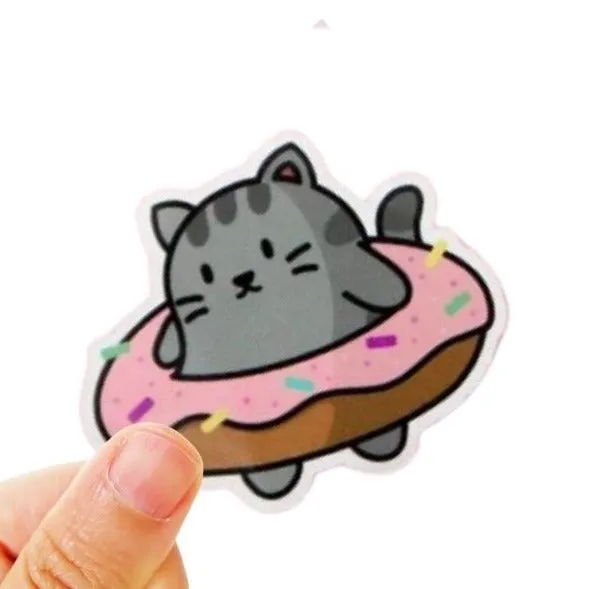 Donut Cat Vinyl Sticker