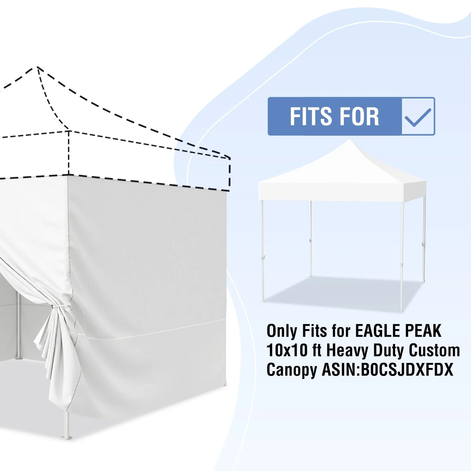 EAGLE PEAK 4-Piece Sunwall/Sidewalls for 10x10 ft Heavy-duty Custom Canopy Only,  Includes 3 Sidewalls and 1 Entry Wall, Pack of 4, White