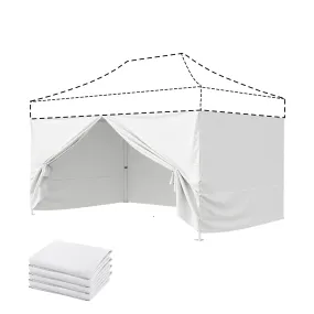 EAGLE PEAK 4-Piece Sunwall/Sidewalls for 10x15 ft Aluminum Custom Canopy Only,  Includes 3 Sidewalls and 1 Entry Wall, Pack of 4, White