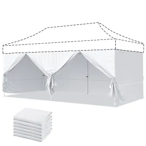 EAGLE PEAK 4-Piece Sunwall/Sidewalls for 10x20 ft Aluminum Custom Canopy Only,  Includes 3 Sidewalls and 1 Entry Wall, Pack of 4, White