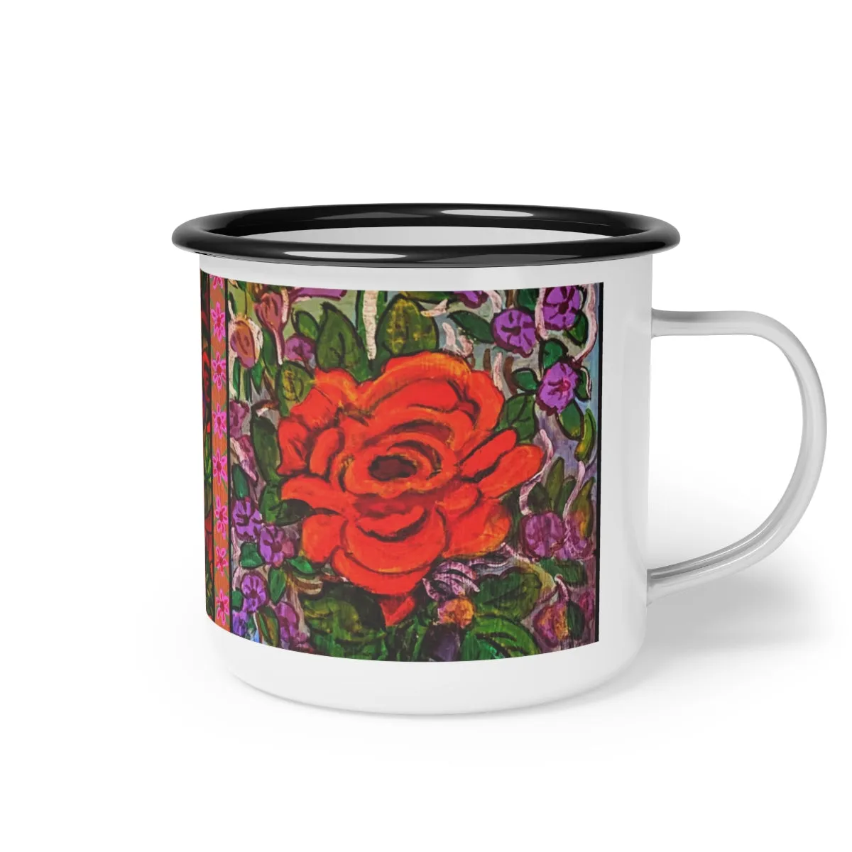 Enamel Camp Cup "Rose in Bloom"