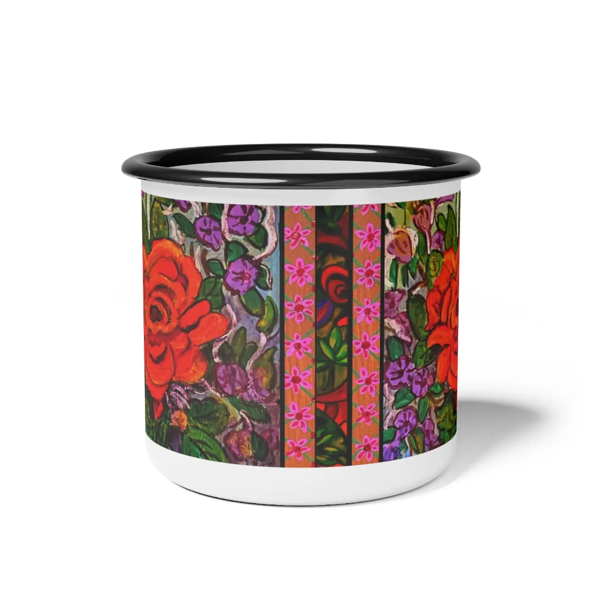 Enamel Camp Cup "Rose in Bloom"