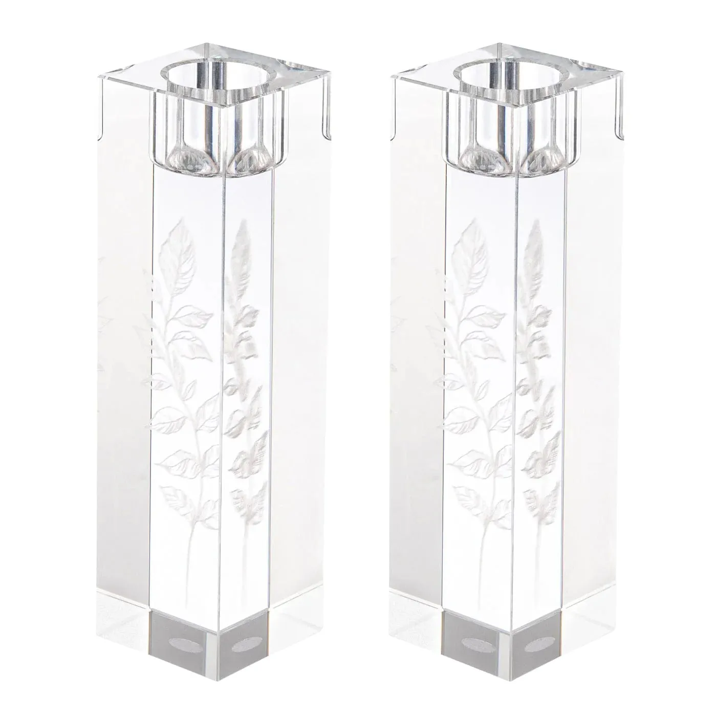 ENGRAVED CRYSTAL CANDLESTICKS