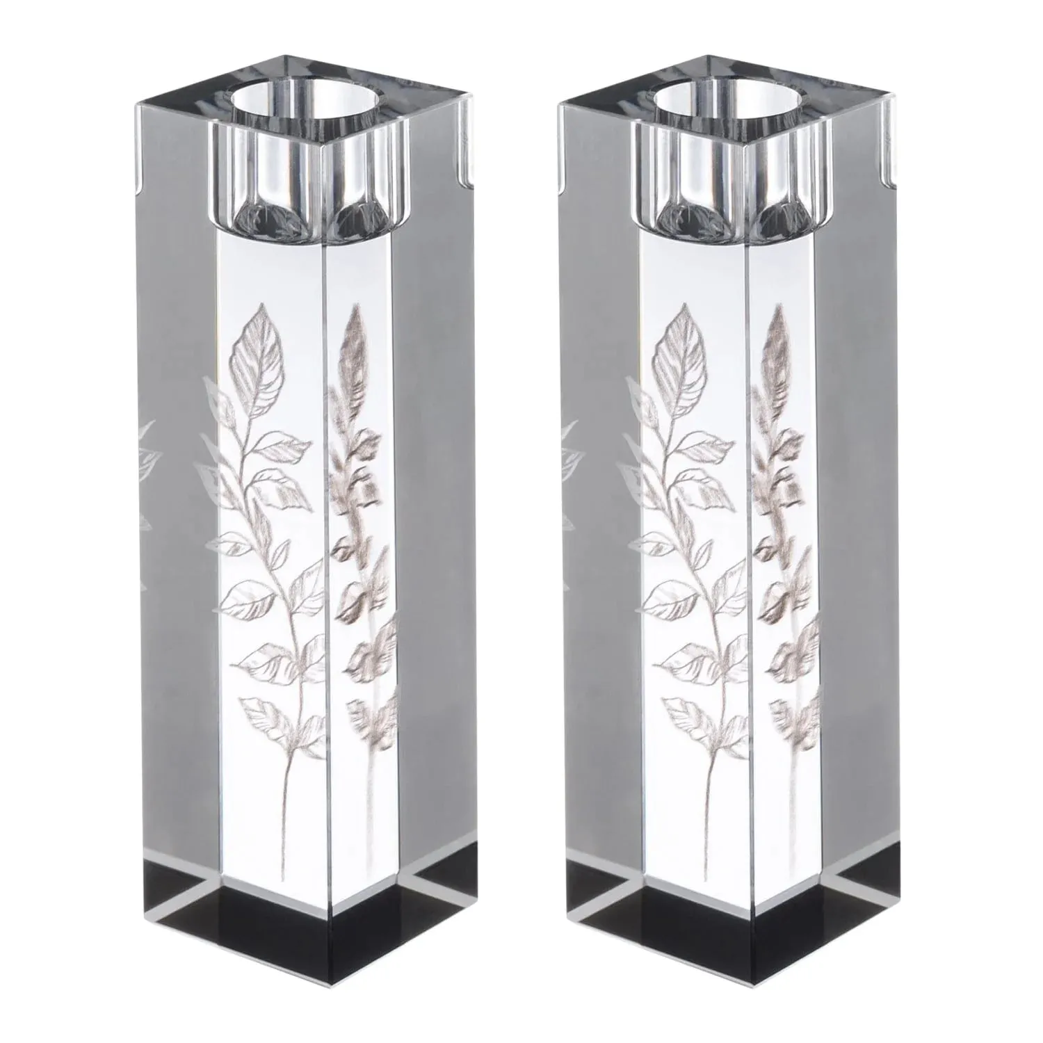 ENGRAVED CRYSTAL CANDLESTICKS