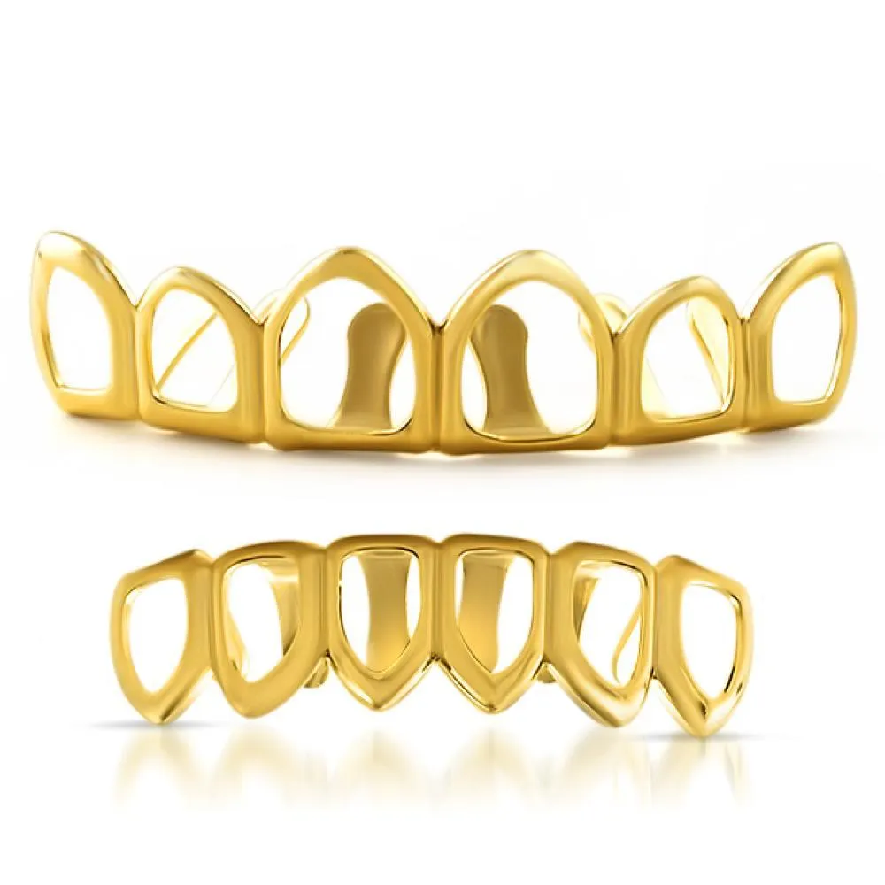 Gold Grillz 6 Teeth Outline Set