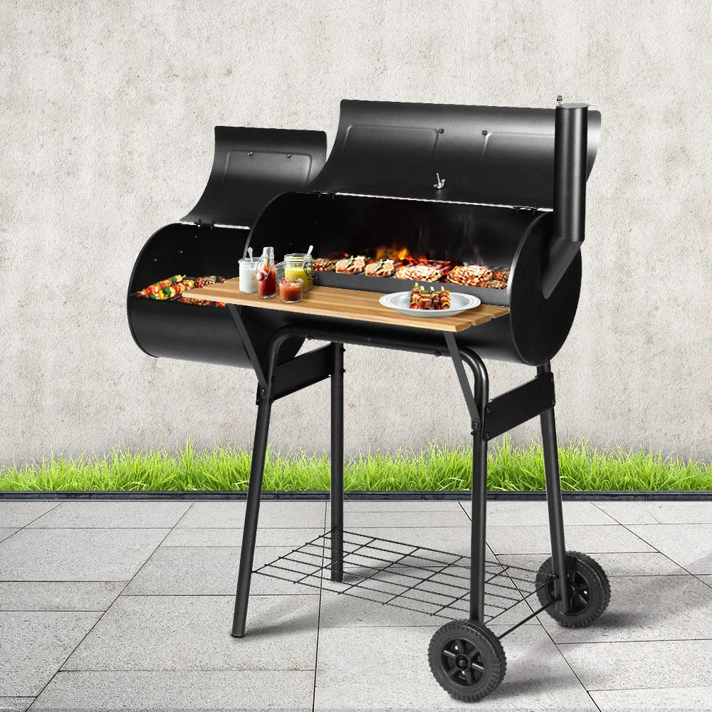 Grillz 2-in-1 Offset BBQ Smoker - Black