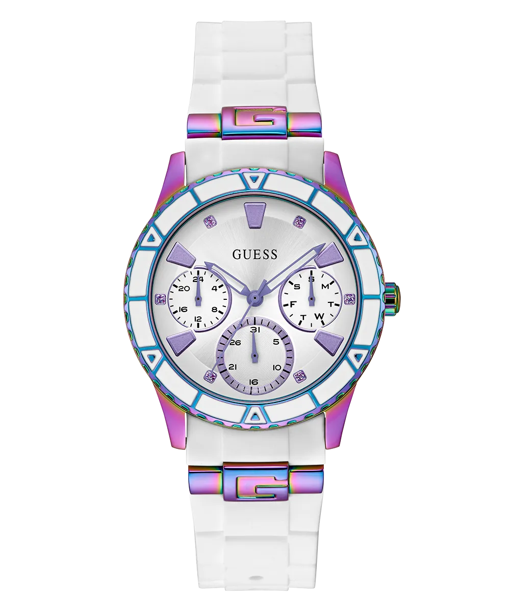 GUESS Ladies White Iridescent Multi-function Watch