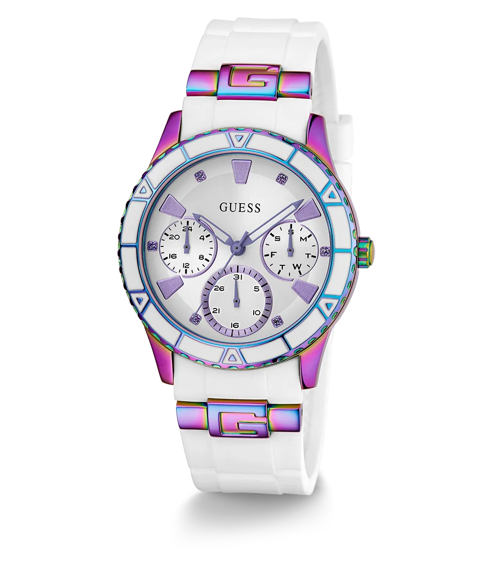 GUESS Ladies White Iridescent Multi-function Watch