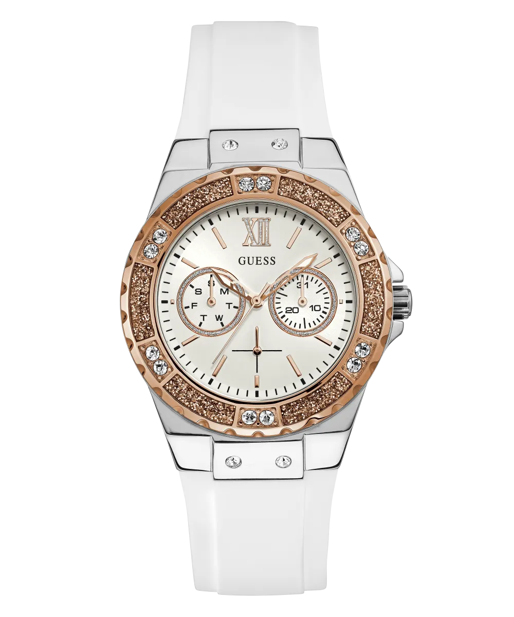 GUESS Ladies White Silver Tone Multi-function Watch