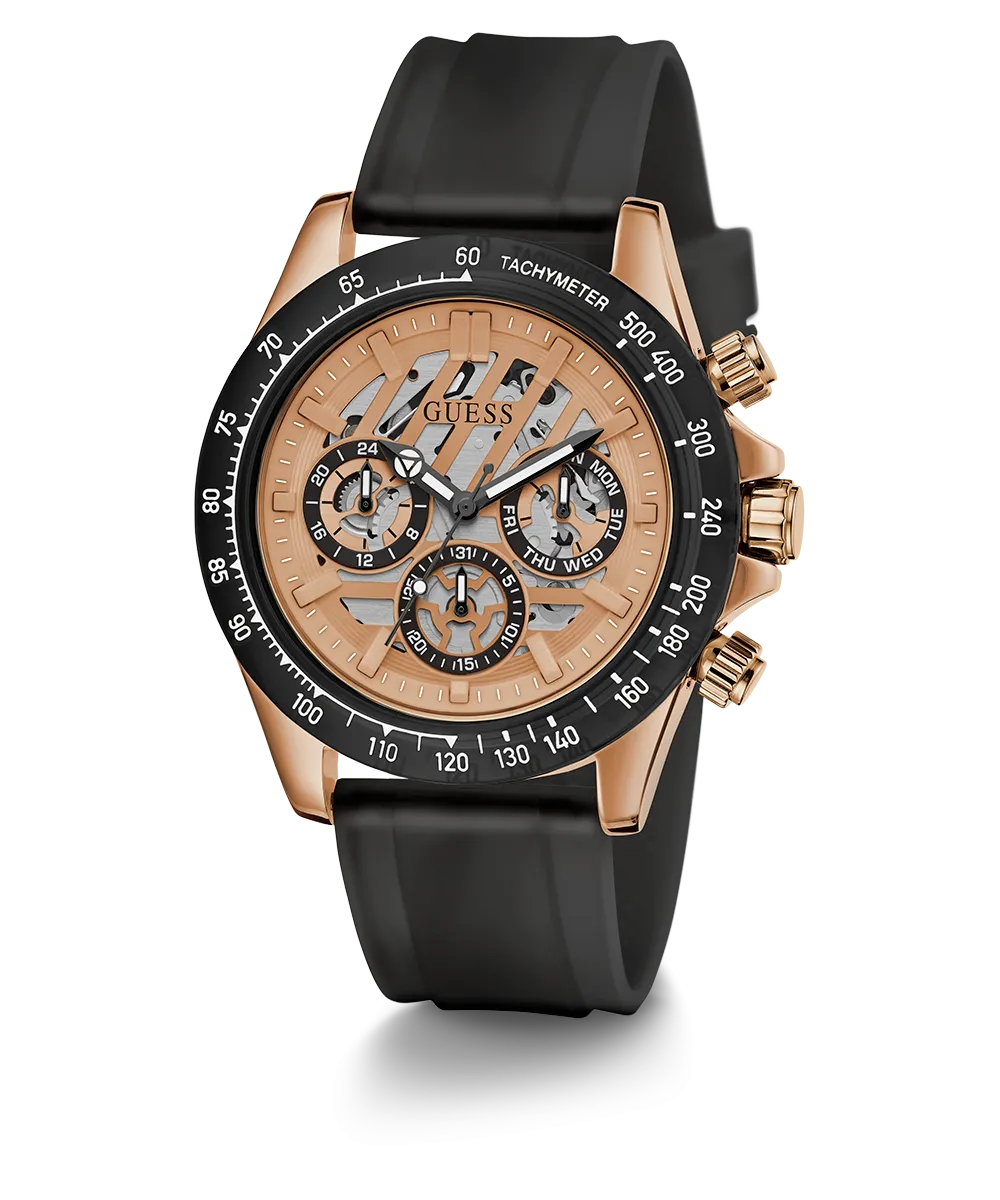 GUESS Mens Black 2-Tone Multi-function Watch