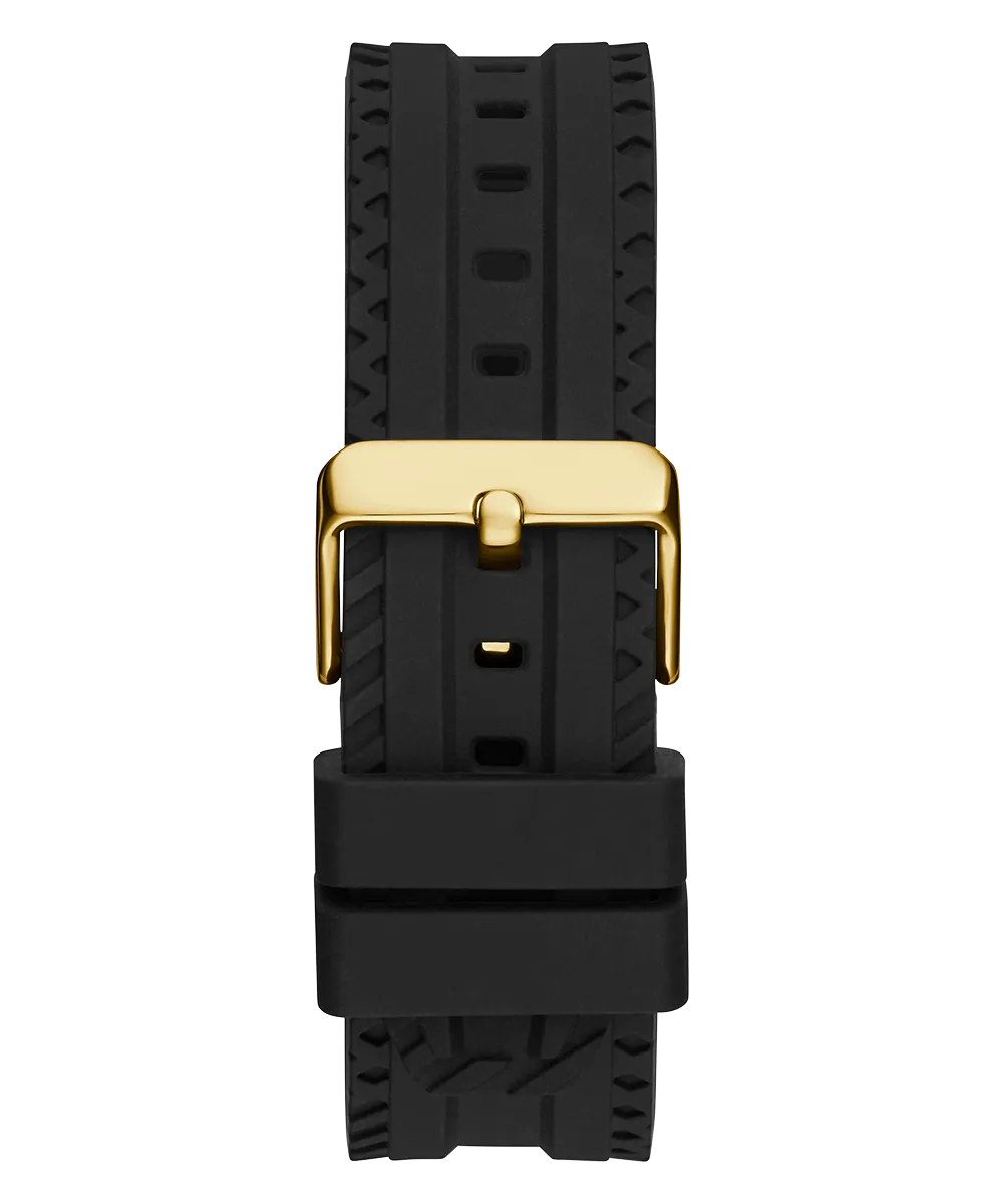 GUESS Mens Black Gold Tone Multi-function Watch