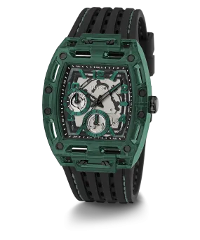 GUESS Mens Black Green Multi-function Watch