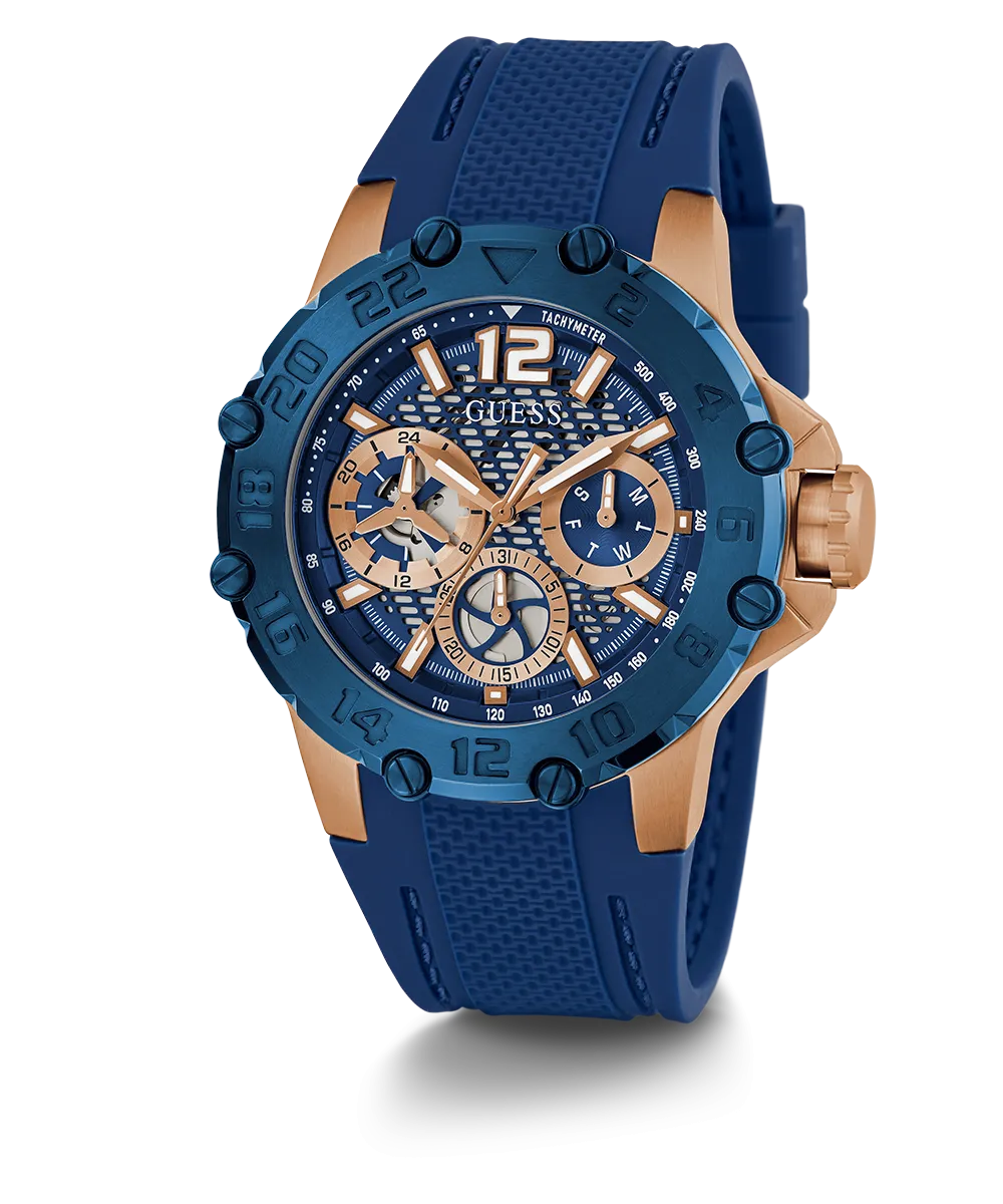 GUESS Mens Blue 2-Tone Multi-function Watch