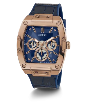 GUESS Mens Blue Gold Tone Multi-function Watch